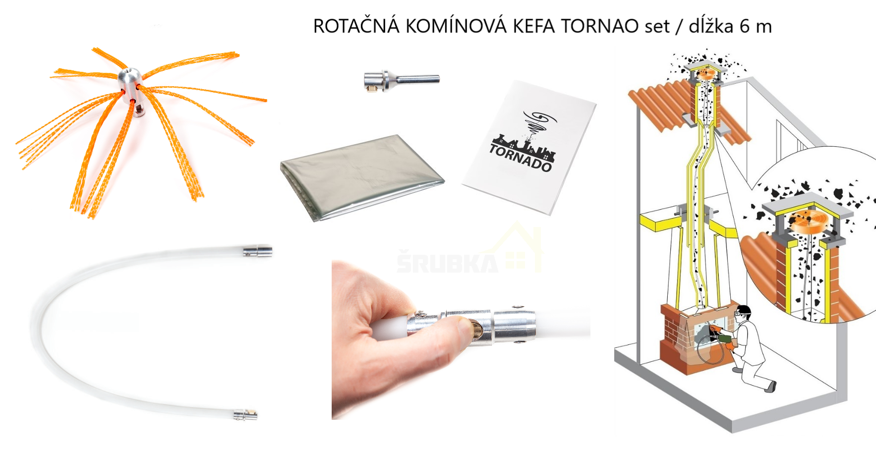 Rotační komínový kartáč TORNADO set 6 m